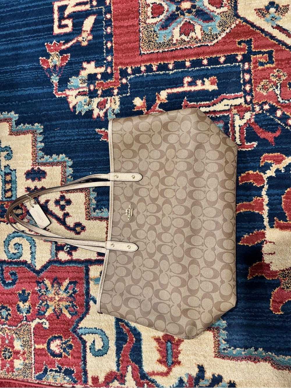 Coach Rose Gold Tan/Chalk Signature Canvas Tote - Picture 5 of 8
